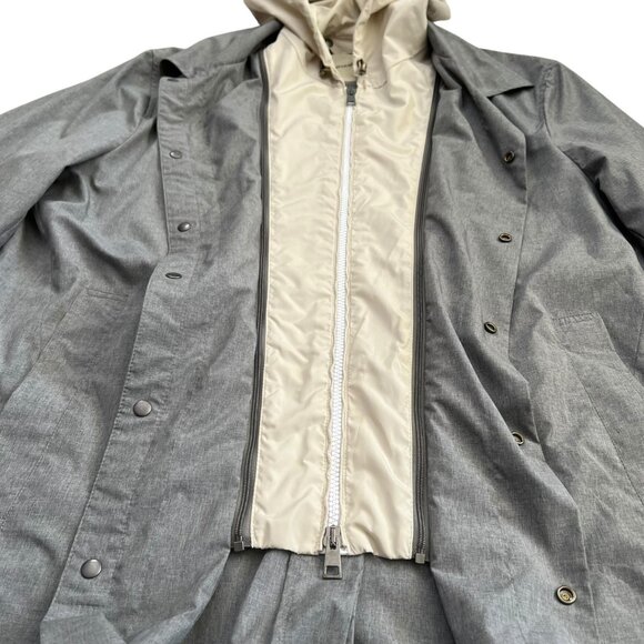 Zerosettanta Studio Men Hooded Tailored Rain Jacket Gray IT 54 US L Quiet Luxury - Picture 3 of 11